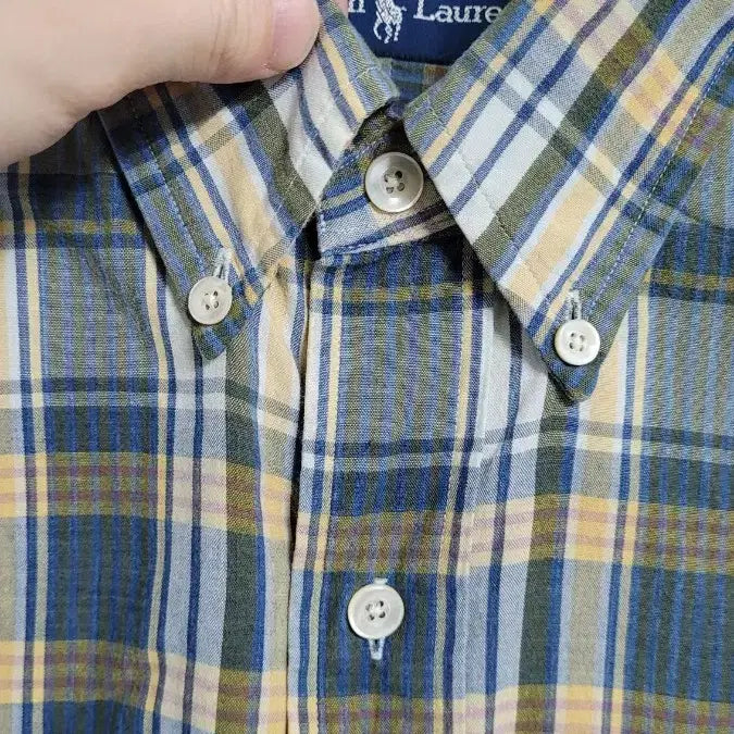 [BUNJANG] Polo Ralph Lauren Green Multi-color One Pocket Checkered Short Sleeve Shirt / [M-100]폴로랄프로렌 그린멀티컬러 원포켓 체크반팔셔츠 실측L