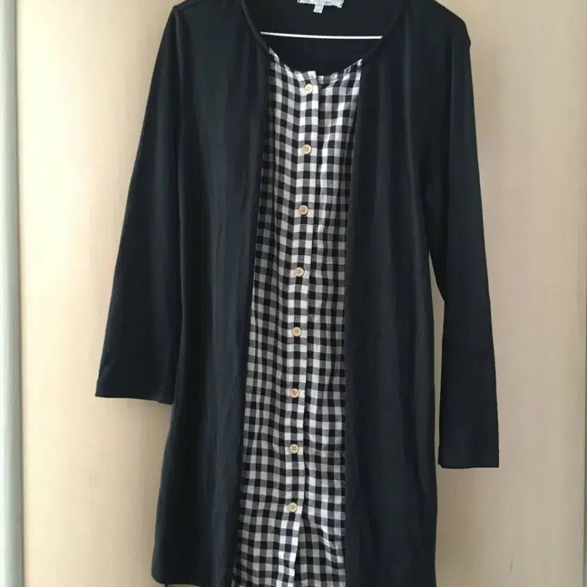 [SOLD OUT] 일본빈티지 바선생핏 체크 레이어드 원피스