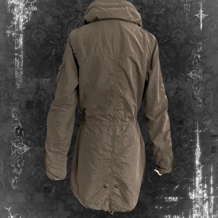 [BUNJANG] Chrome Hearts Button Detail Khaki Brown Hooded Field Jacket / 일본 카키 브라운 크롬하츠깔 단추 포인트 야상 후드 자켓