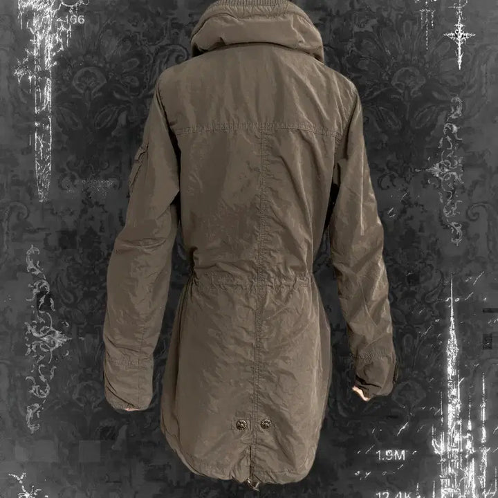 [BUNJANG] Chrome Hearts Button Detail Khaki Brown Hooded Field Jacket / 일본 카키 브라운 크롬하츠깔 단추 포인트 야상 후드 자켓