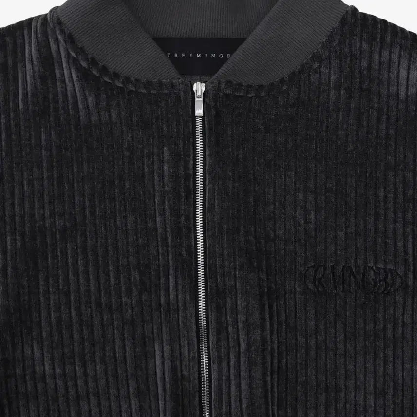 [BUNJANG] Trimming Bird Corduroy Velvet Zip-up (Charcoal) / 트리밍버드 코듀로이 벨벳 집업 (Charcoal)
