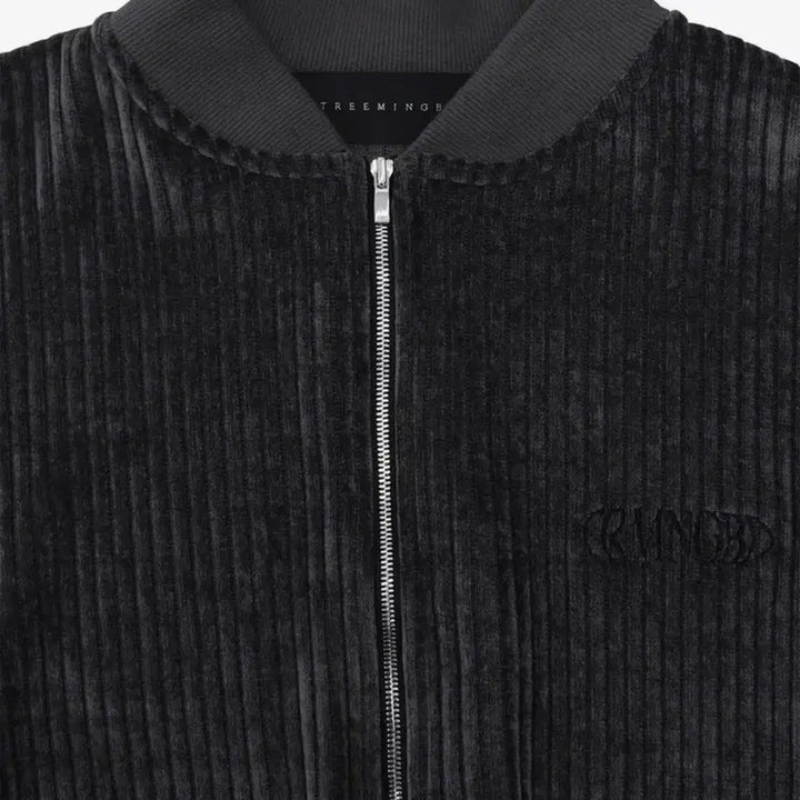 [BUNJANG] Trimming Bird Corduroy Velvet Zip-up (Charcoal) / 트리밍버드 코듀로이 벨벳 집업 (Charcoal)
