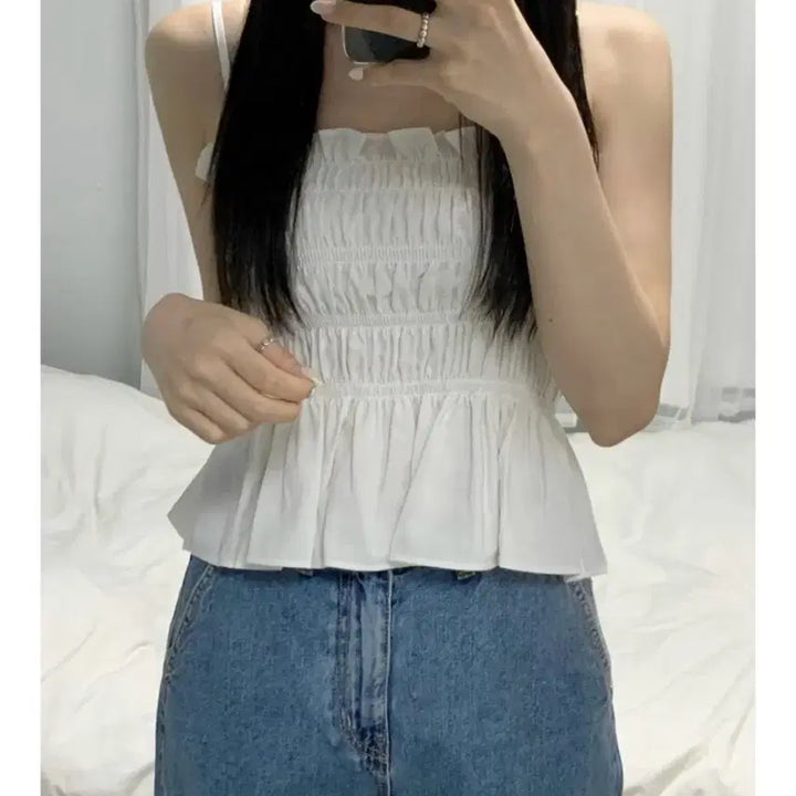 [BUNJANG] Leeds The Wish Vanessa Sleeveless Top / Leeds 더위시 스모크 바네사 슬리브리스 나시탑 블랙