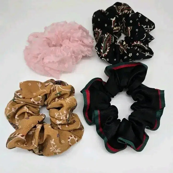 [BUNJANG] Patterned Scrunchie Set / 패턴/무늬 스크런치 4개 세트 [새상품]