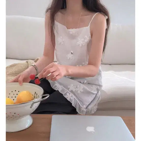 [BUNJANG] Floral Layered Cami Dress / 플라워 나시 원피스 레이어드