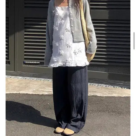 [BUNJANG] Floral Layered Cami Dress / 플라워 나시 원피스 레이어드