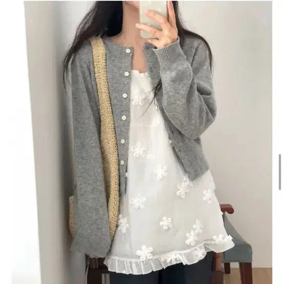 [BUNJANG] Floral Layered Cami Dress / 플라워 나시 원피스 레이어드