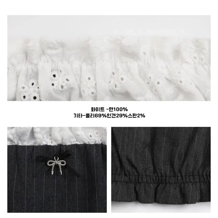 [BUNJANG] Mess Studio Striped Ruffle Off-Shoulder Puff Dress / Mess Studio 스트라이프 러플 오프숄더 퍼프 드레스