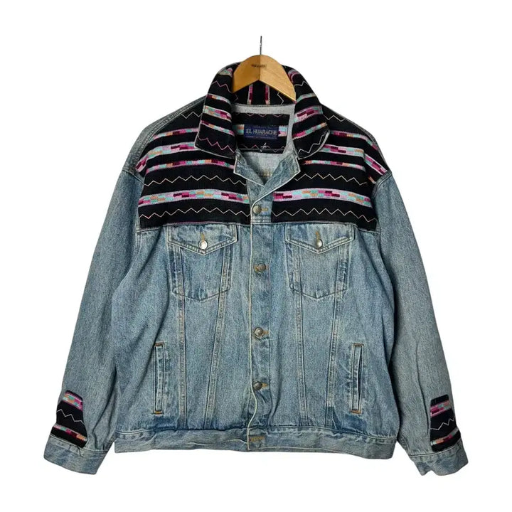 [BUNJANG] El Huarache Aztec Pattern Denim Jacket / [El Huarache] 엘 우아라체 아즈텍 패턴 데님자켓