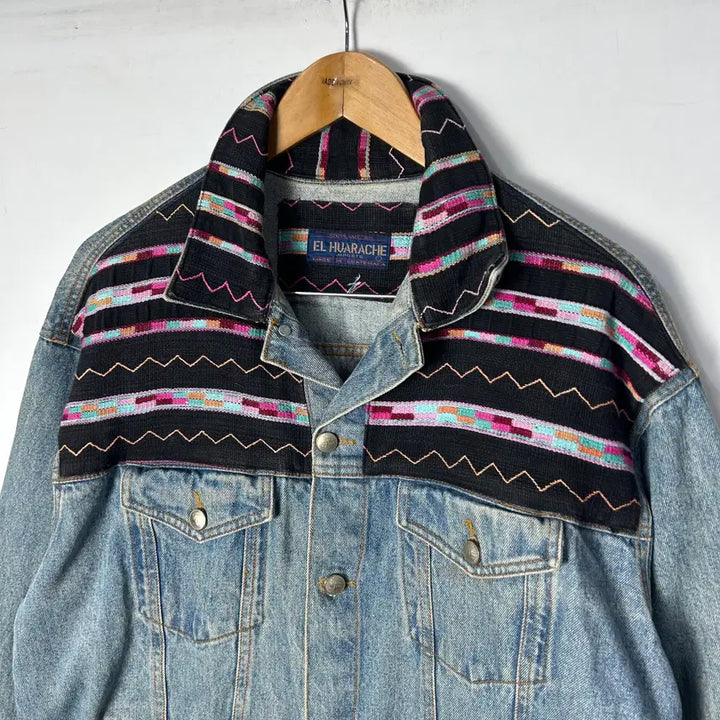 [BUNJANG] El Huarache Aztec Pattern Denim Jacket / [El Huarache] 엘 우아라체 아즈텍 패턴 데님자켓