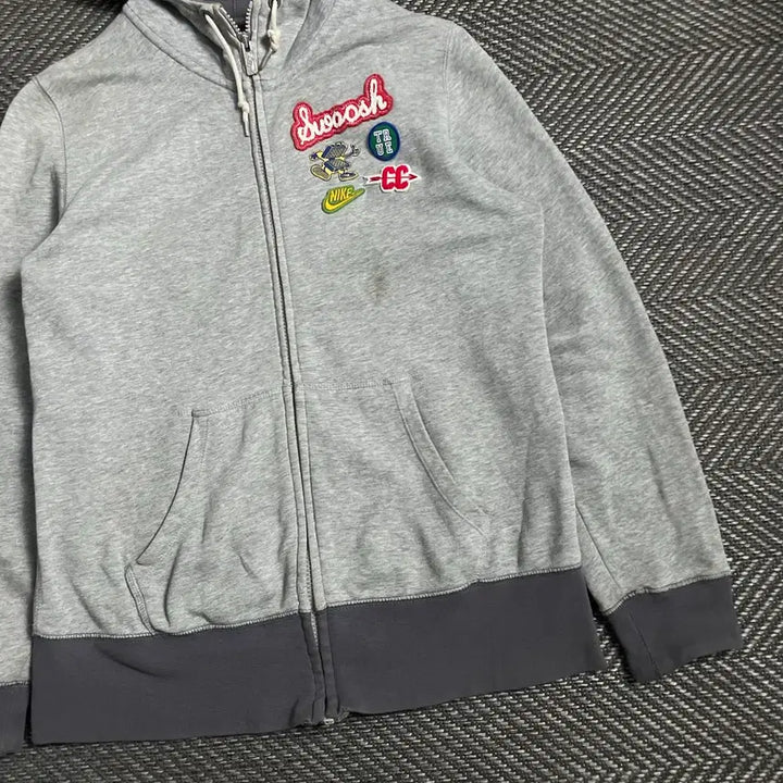 [BUNJANG] Nike Patchwork Gray Hoodie Zip-up / 나이키 와펜 패치워크 그레이 후드집업 y 4908