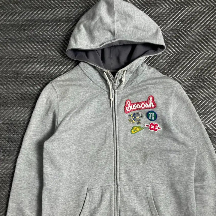 [BUNJANG] Nike Patchwork Gray Hoodie Zip-up / 나이키 와펜 패치워크 그레이 후드집업 y 4908