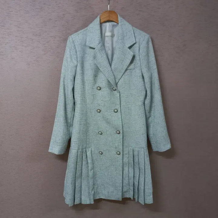 [BUNJANG] B3-27 Pleated Hem Double Button Long Jacket / B3-27/밑단주름 더블버튼 롱자켓 여성