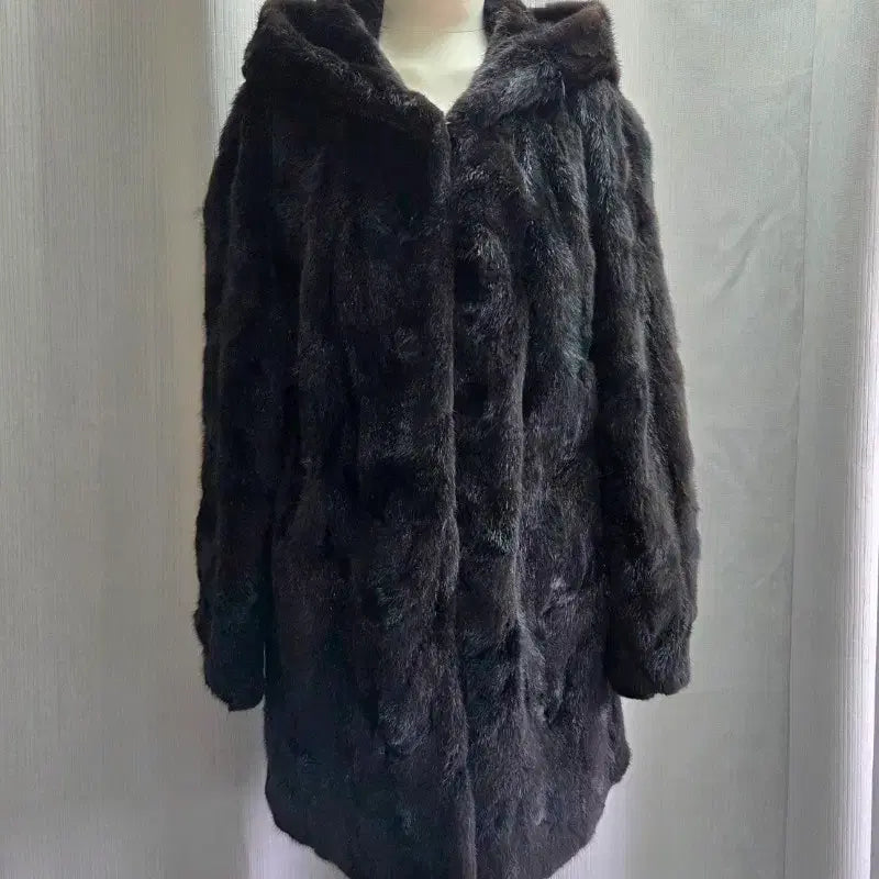 [BUNJANG] Jindo Klever Mink Hooded Half Coat / 진도 Klever 밍크 후드 하프 코트55~66