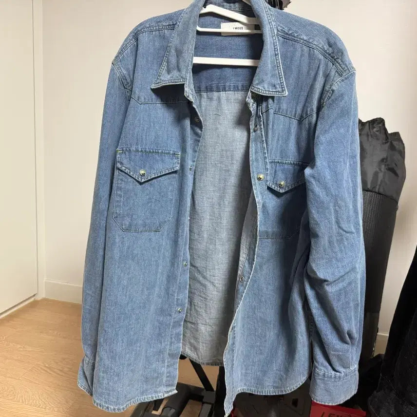 [BUNJANG] Elmood Terry Denim Shirt Blue Indigo 46 / 엘무드 테리 데님 셔츠 블루 인디고 46