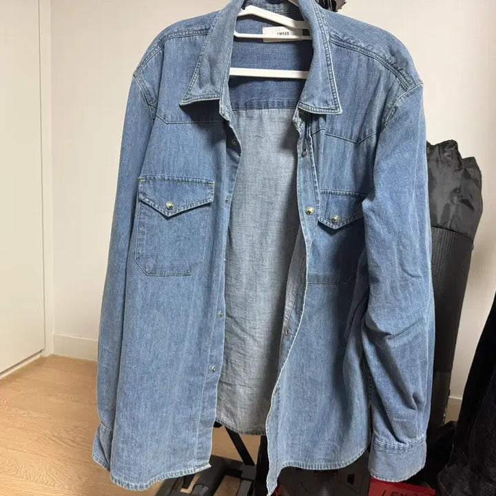 [BUNJANG] Elmood Terry Denim Shirt Blue Indigo 46 / 엘무드 테리 데님 셔츠 블루 인디고 46