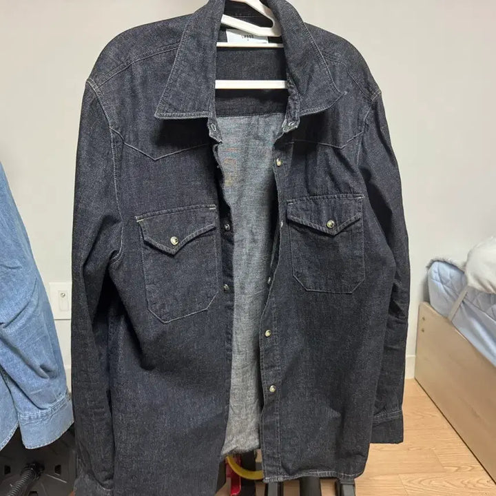 [BUNJANG] Elmood Terry Denim Shirt Blue Indigo 46 / 엘무드 테리 데님 셔츠 블루 인디고 46
