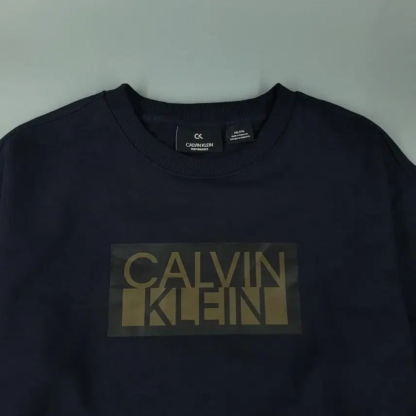 [BUNJANG] Calvin Klein Performance Cotton Blend Color Block Logo T-shirt / 캘빈클라인 퍼포먼스 네이비 블랙 카키 배색 스펠아웃 박스로고 코튼블렌드