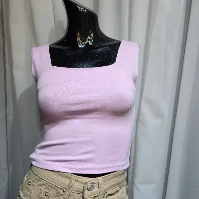 [BUNJANG] Square Neck Lilac Tank Top / 앞뒤 스퀘어넥 연보라 탑나시