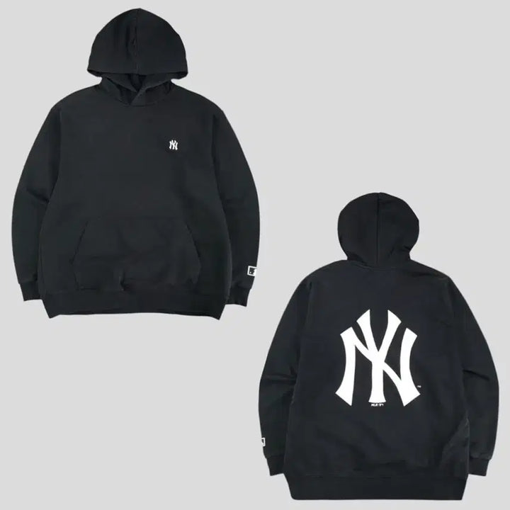 [BUNJANG] MLB New York Yankees Logo Cotton Blend Hoodie / MLB 엠엘비 피그먼트 블랙 화이트 뉴욕 양키즈 로고 코튼블렌드 후드 티