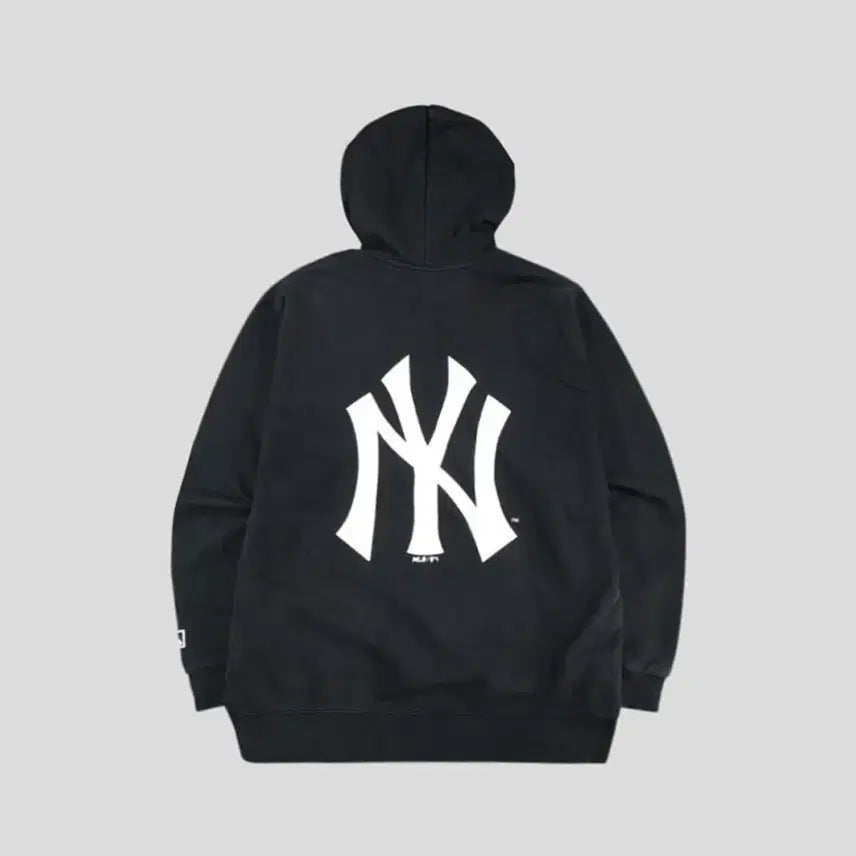 [BUNJANG] MLB New York Yankees Logo Cotton Blend Hoodie / MLB 엠엘비 피그먼트 블랙 화이트 뉴욕 양키즈 로고 코튼블렌드 후드 티