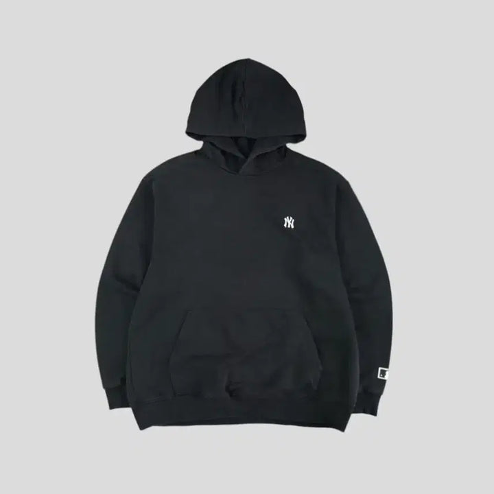 [BUNJANG] MLB New York Yankees Logo Cotton Blend Hoodie / MLB 엠엘비 피그먼트 블랙 화이트 뉴욕 양키즈 로고 코튼블렌드 후드 티