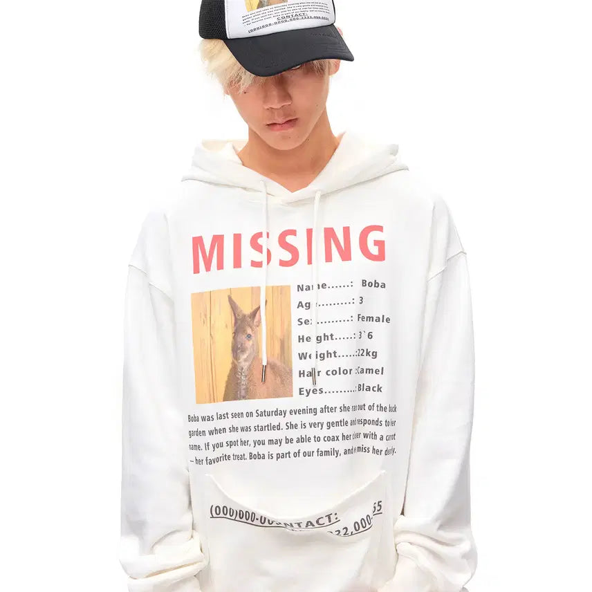 [BUNJANG] CFIERCE Missing Kangaroo Printed Hoodie / CFIERCE 씨피어스 MISSING 캥거루 프린팅 후드티