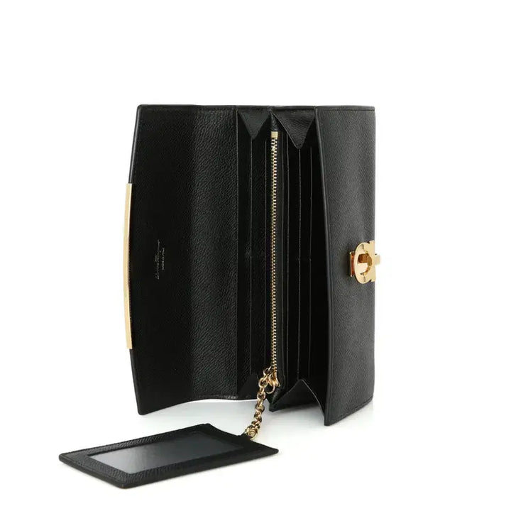 [BUNJANG] Ferragamo Gancini Long Wallet ID Pocket Vara Gold 22D150 / 페라가모 간치니 장지갑 ID포켓 바라 월렛 골드 22D150