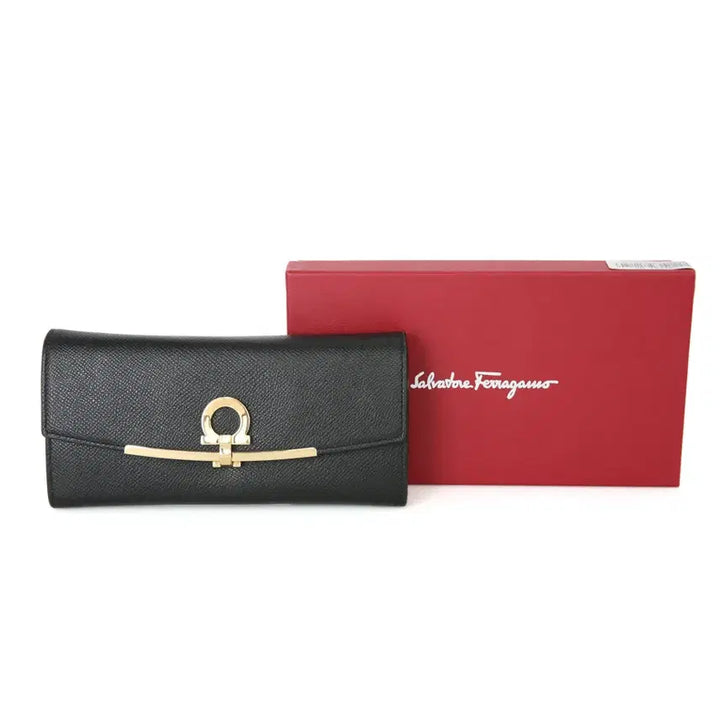 [BUNJANG] Ferragamo Gancini Long Wallet ID Pocket Vara Gold 22D150 / 페라가모 간치니 장지갑 ID포켓 바라 월렛 골드 22D150