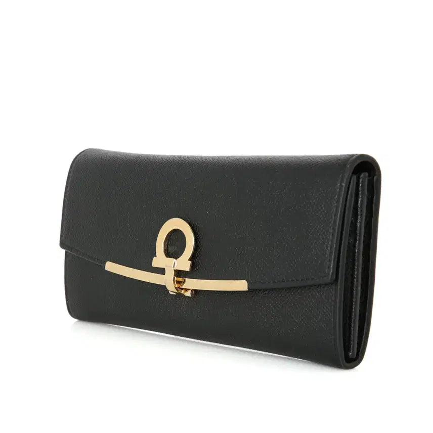 [BUNJANG] Ferragamo Gancini Long Wallet ID Pocket Vara Gold 22D150 / 페라가모 간치니 장지갑 ID포켓 바라 월렛 골드 22D150