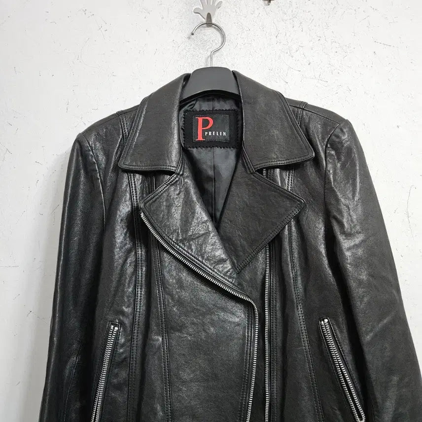 [BUNJANG] PRELIN Black Lambskin Leather Rider Jacket (Size 55) / PRELIN 블랙 양가죽 라이더 자켓55