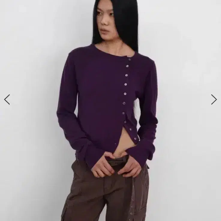 [BUNJANG] Sandric Asymmetric Knit Cardigan / 샌드릭 Sandric 언발란스 니트 가디건 퍼플