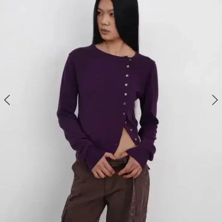 [BUNJANG] Sandric Asymmetric Knit Cardigan / 샌드릭 Sandric 언발란스 니트 가디건 퍼플