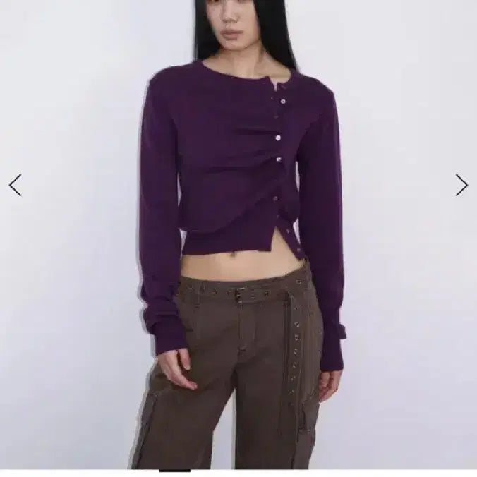 [BUNJANG] Sandric Asymmetric Knit Cardigan / 샌드릭 Sandric 언발란스 니트 가디건 퍼플