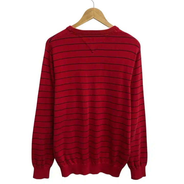 [BUNJANG] Tommy Hilfiger Striped Red Knit Sweater M / 타미힐피거 스트라이프 레드 니트 M