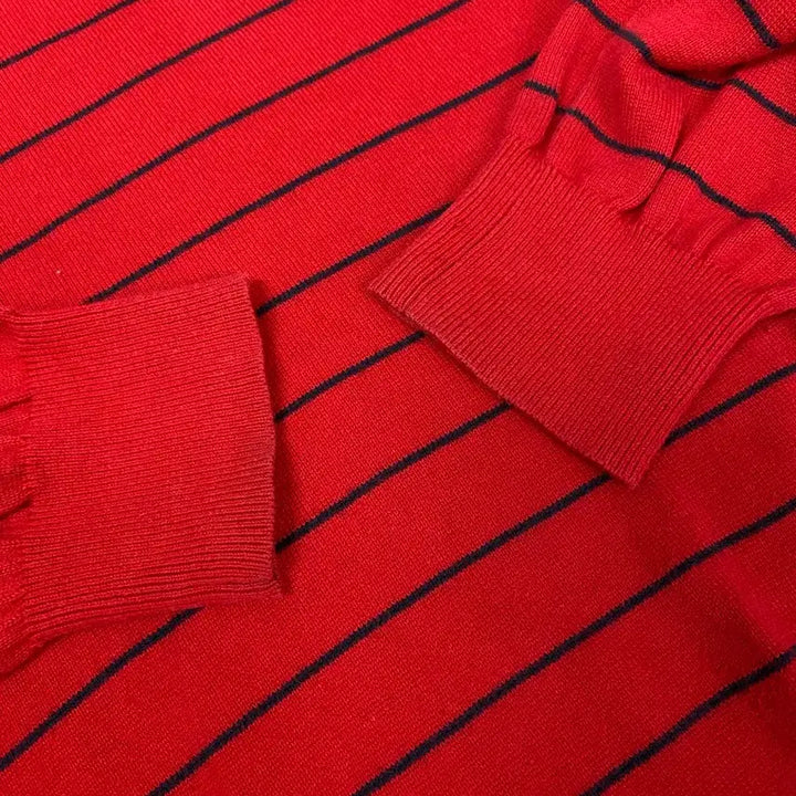 [BUNJANG] Tommy Hilfiger Striped Red Knit Sweater M / 타미힐피거 스트라이프 레드 니트 M