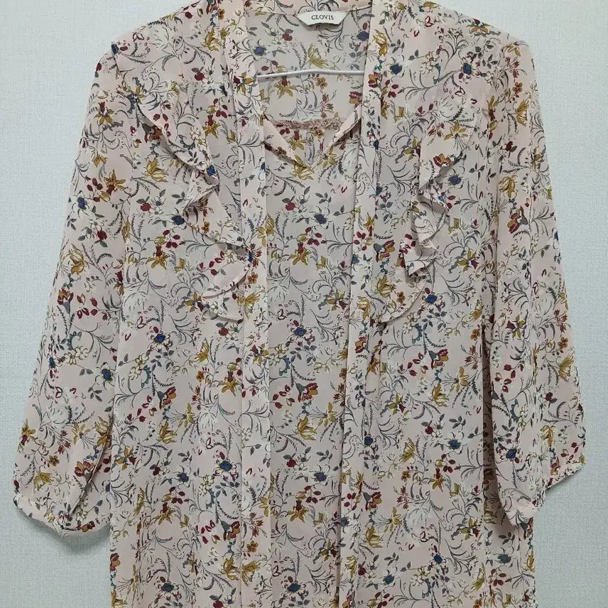 [BUNJANG] CLOVIS Floral Chiffon Blouse / CLOVIS 플라워 쉬폰 블라우스 핑크