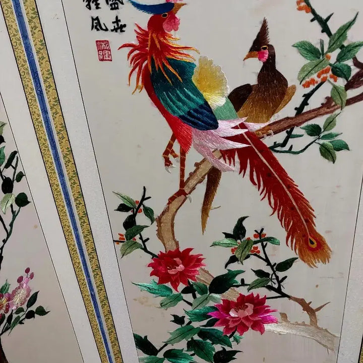 [SOLD OUT] 자수 화조도 8폭 병풍