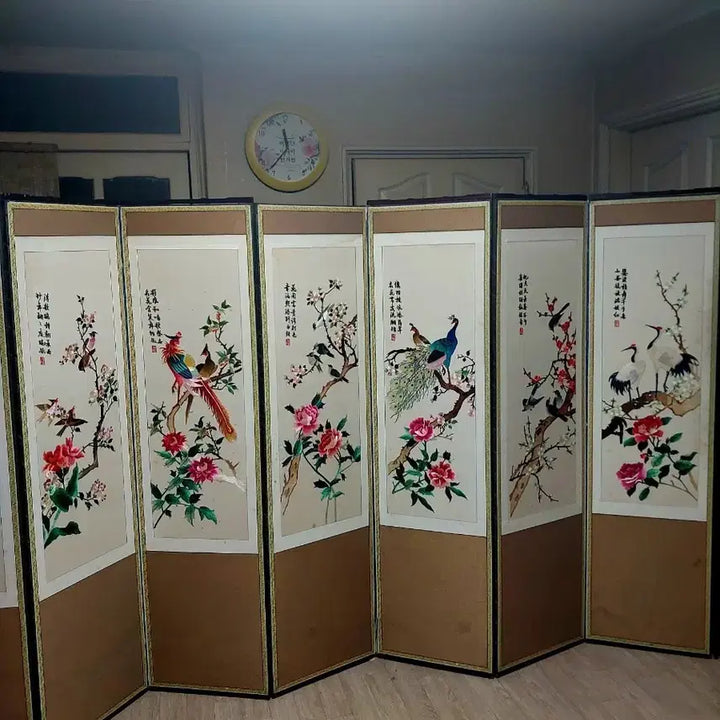 [SOLD OUT] 자수 화조도 8폭 병풍