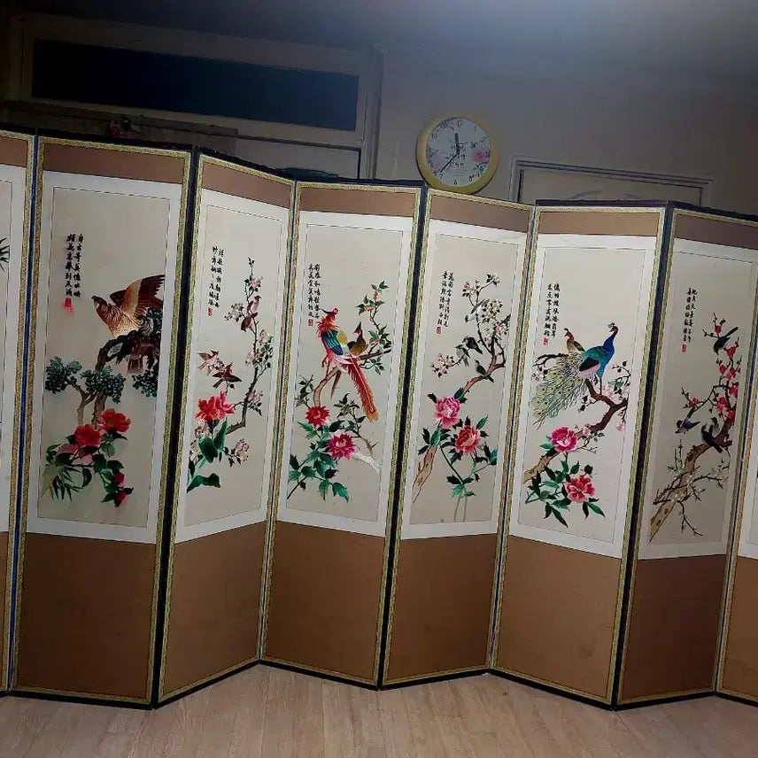 [SOLD OUT] 자수 화조도 8폭 병풍