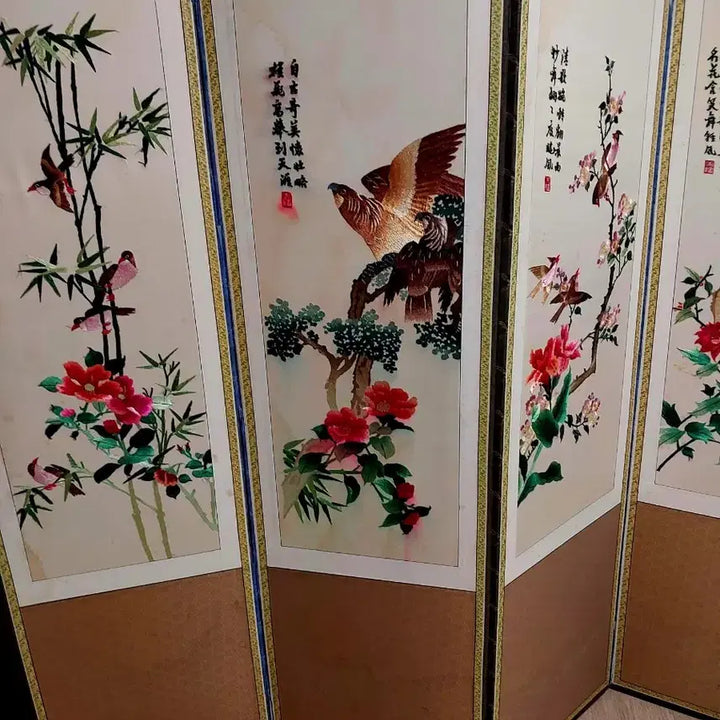[SOLD OUT] 자수 화조도 8폭 병풍