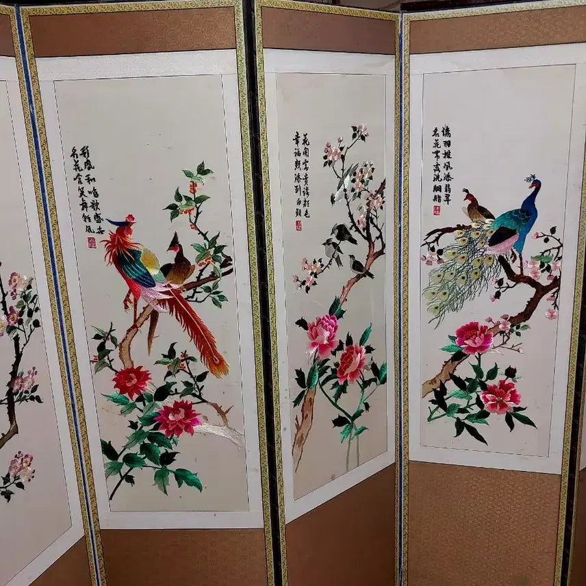 [SOLD OUT] 자수 화조도 8폭 병풍