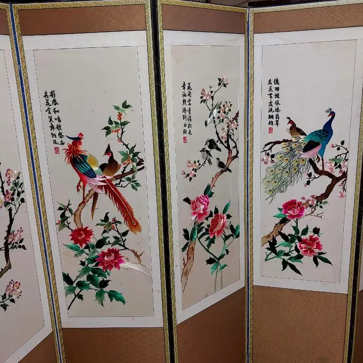 [SOLD OUT] 자수 화조도 8폭 병풍