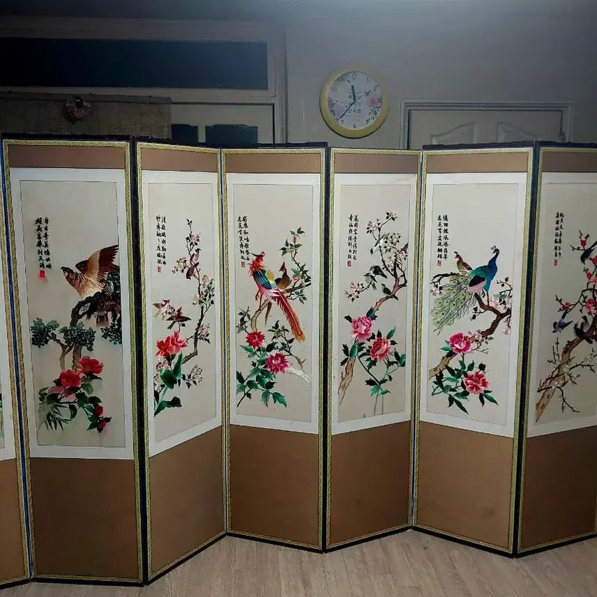 [SOLD OUT] 자수 화조도 8폭 병풍