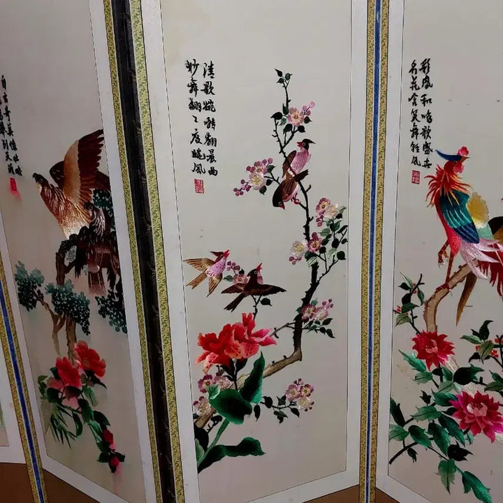 [SOLD OUT] 자수 화조도 8폭 병풍