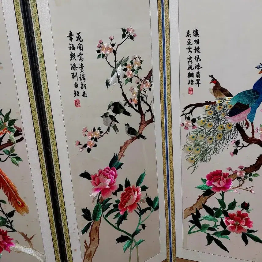 [SOLD OUT] 자수 화조도 8폭 병풍