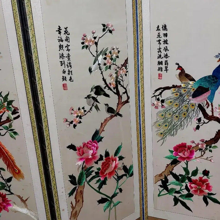 [SOLD OUT] 자수 화조도 8폭 병풍