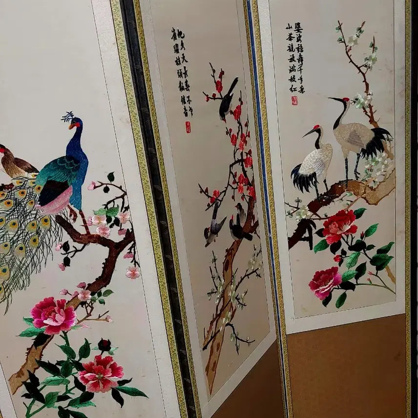 [SOLD OUT] 자수 화조도 8폭 병풍