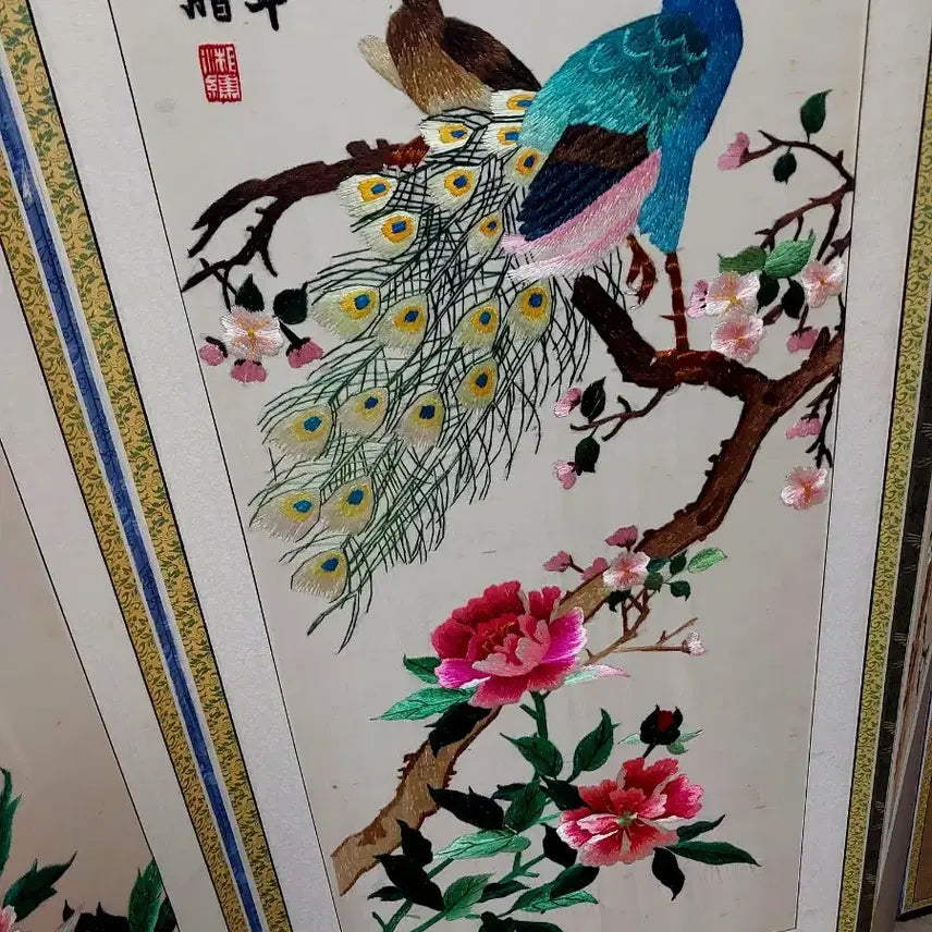 [SOLD OUT] 자수 화조도 8폭 병풍