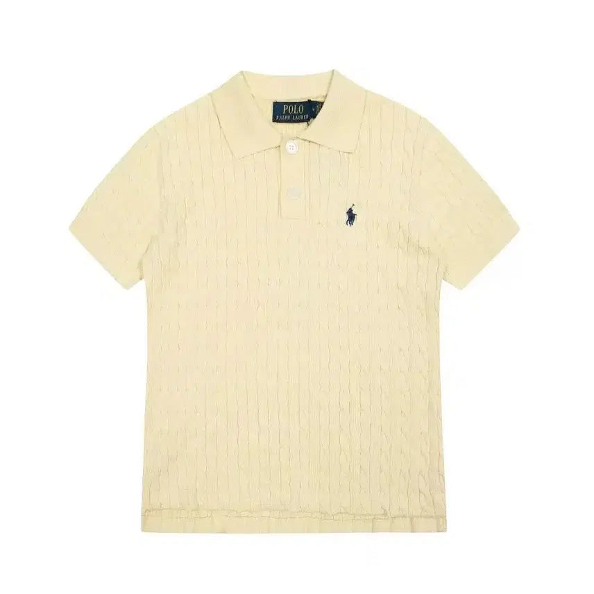 [BUNJANG] Polo Ralph Lauren Cable Knit Short Sleeve T-shirt / 폴로랄프로렌 여성꽈배기 폴로니트 반팔티셔츠 박시핏